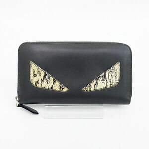 Fendi Bugs Eye Monster Round Zip Long Wallet Gray